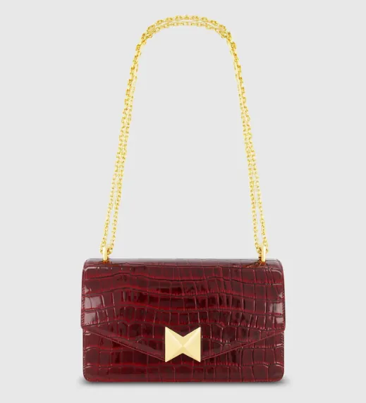 Red Crocodile Leather Shoulder Bag 